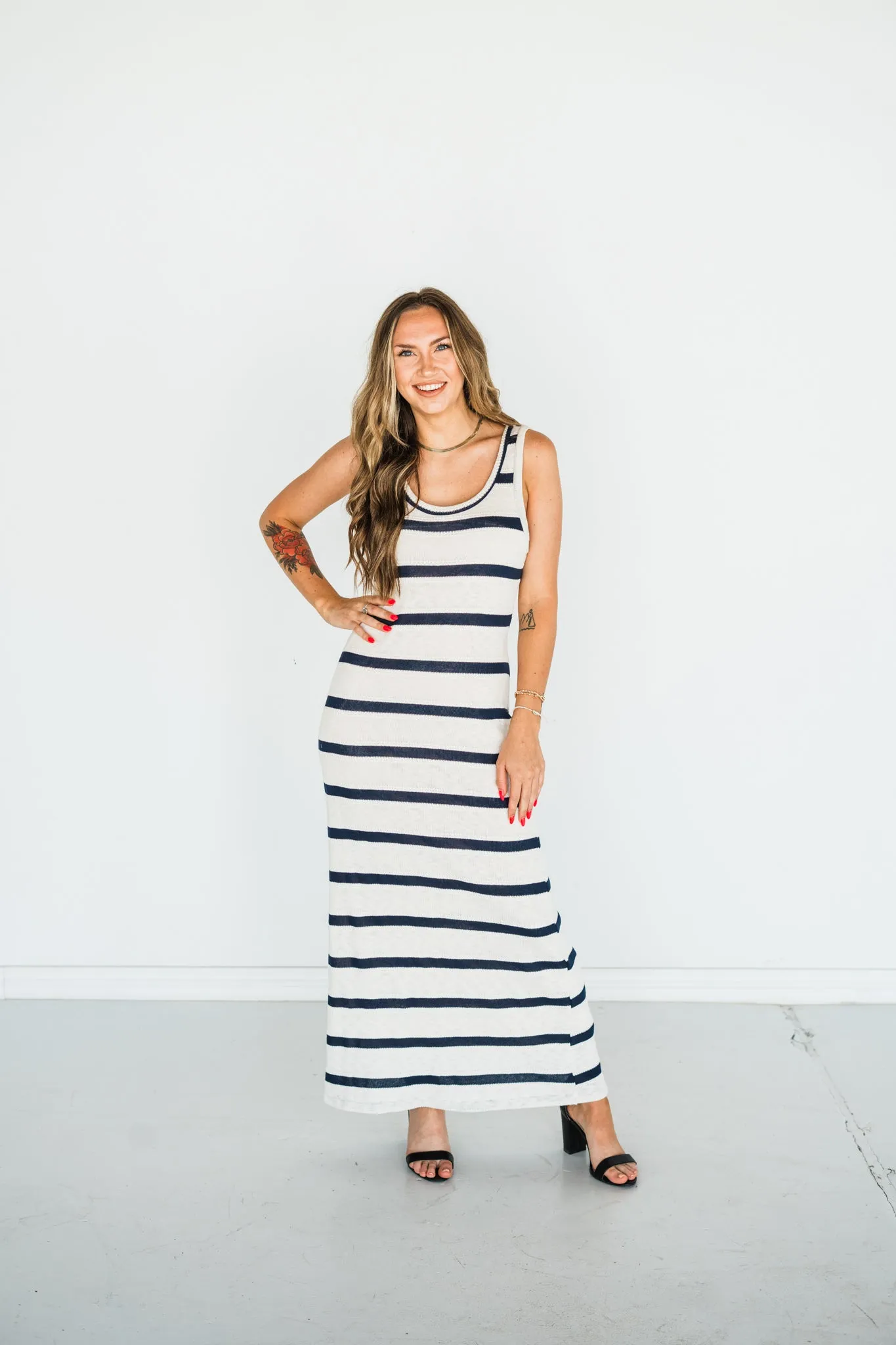 Out for the Day Navy Stripe Maxi Dress