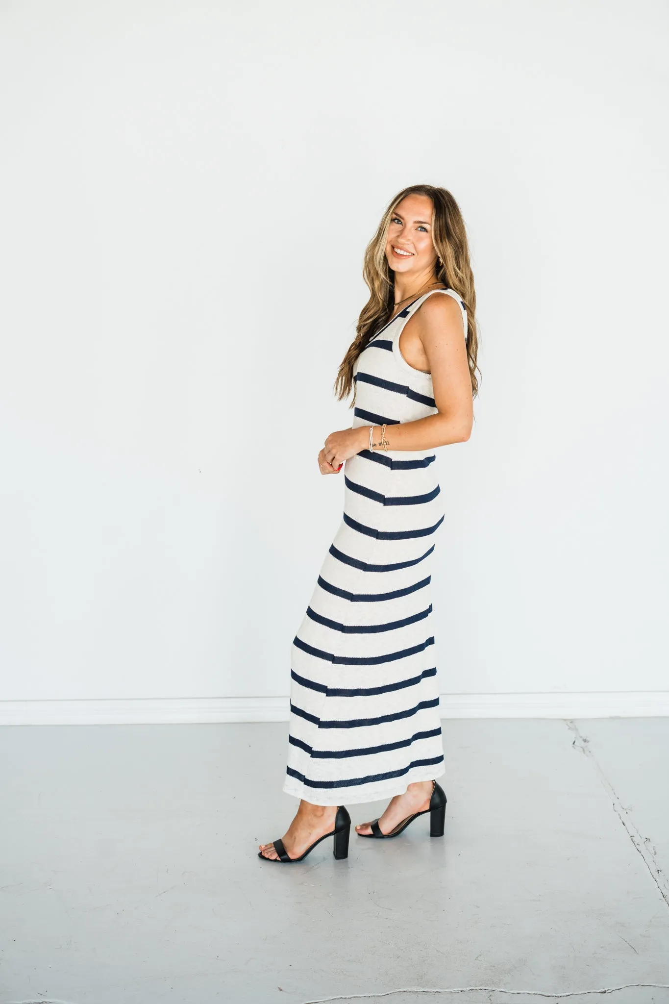 Out for the Day Navy Stripe Maxi Dress