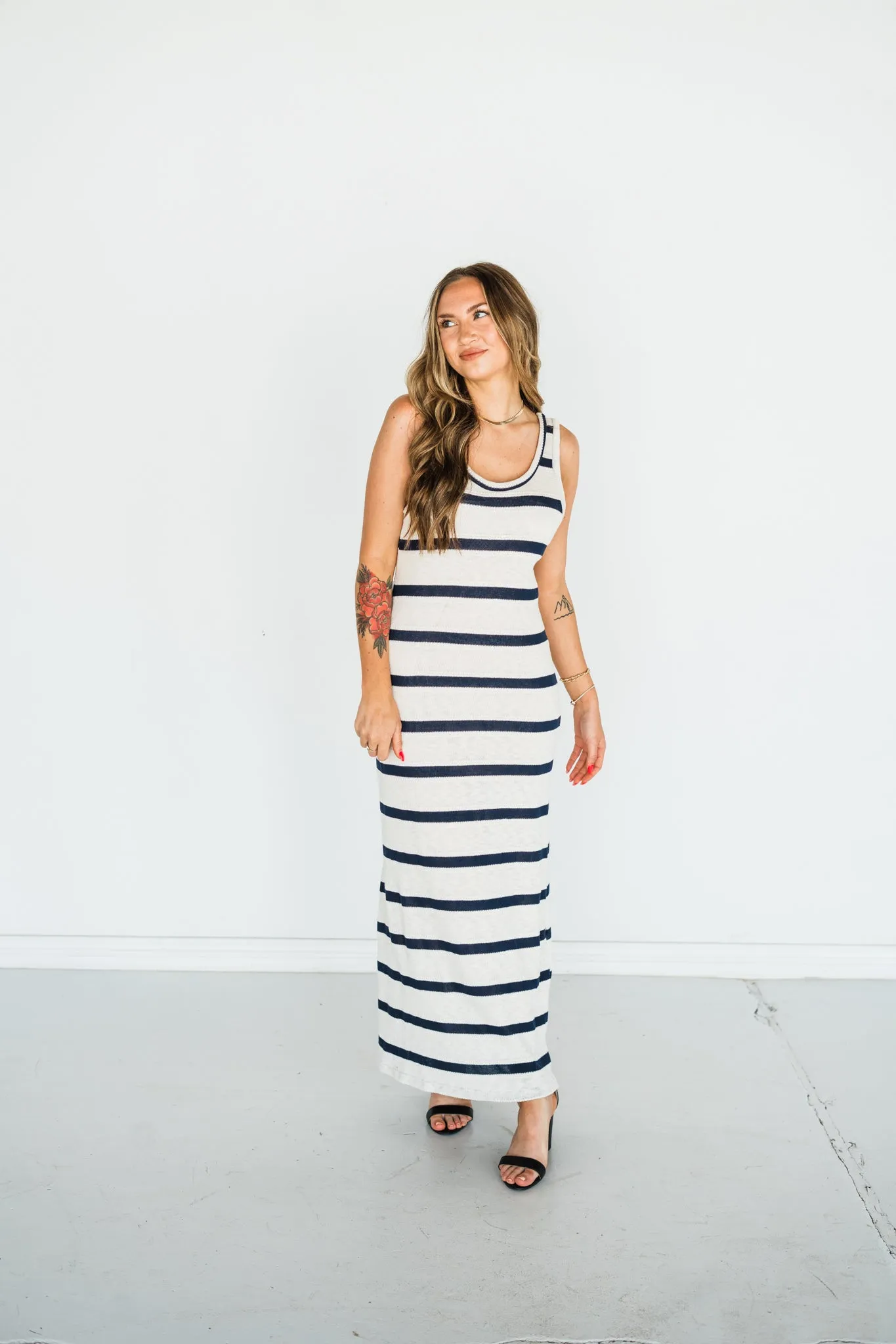 Out for the Day Navy Stripe Maxi Dress