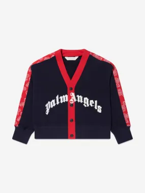 Palm Angels Boys Logo Bears Paisley Cardigan in Navy