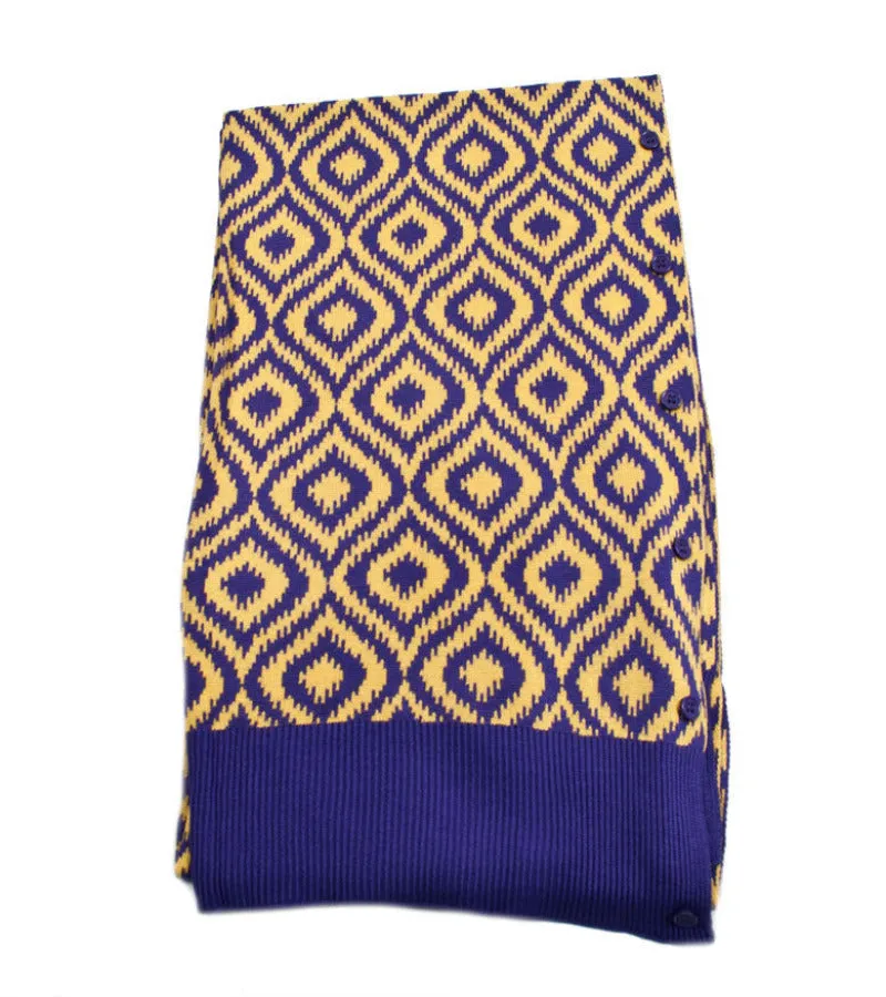 Papillon Bamboo Purple/Gold Ikat Scarf-Shawl-Cardigan 3 in 1