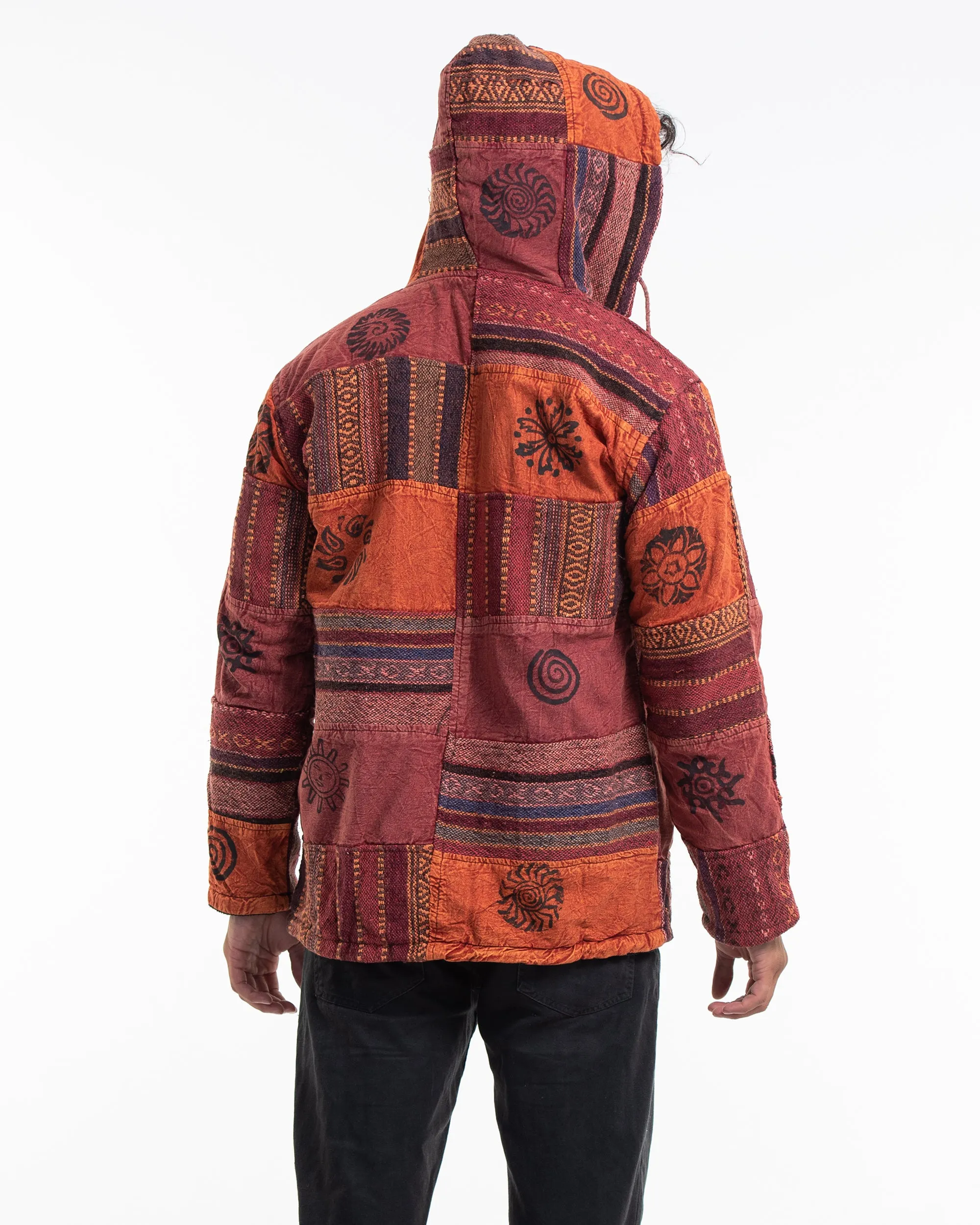 Patchwork Stone Washed Cotton Jacket in Brick 01