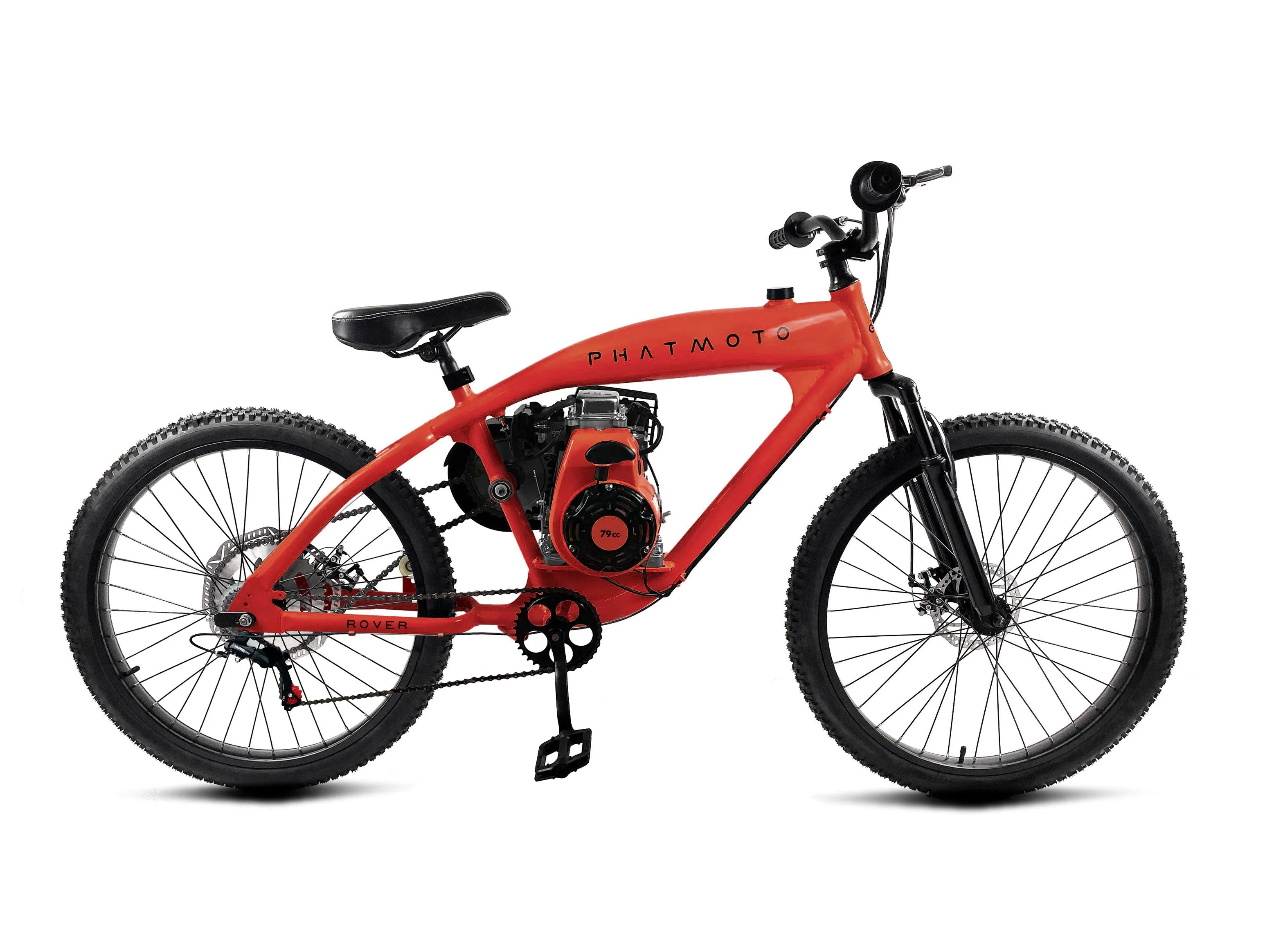 PHATMOTO™ Rover 2023 - 79cc Motorized Bicycle 7-Speed (Red)