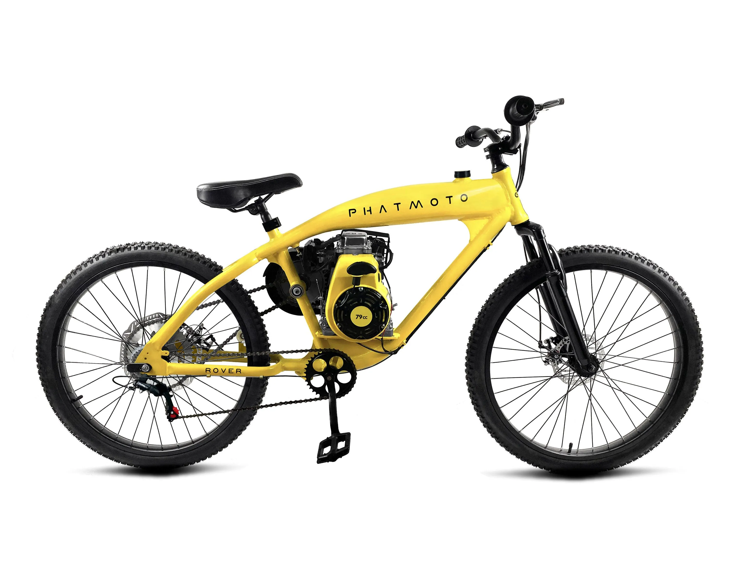 PHATMOTO™ Rover 2023 - 79cc Motorized Bicycle 7-Speed (Yellow)