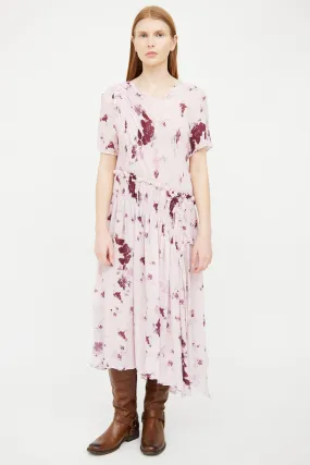 Pink Floral Asymmetrical Dress