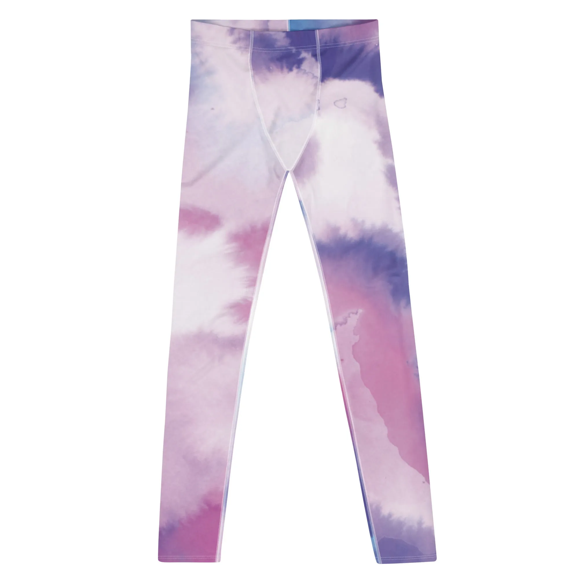 Pink Purple Abstract Men's Leggings, Mixed Colorful Meggings Running Tights For Men-Made in USA/EU/MX