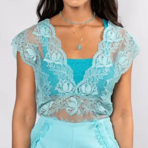 Primula Lace Top - Turquoise