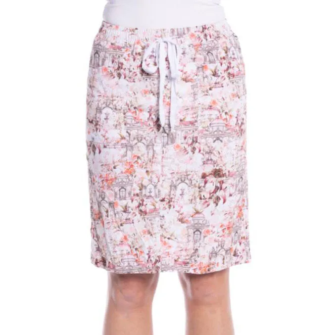 Printed Drawstring Crushed Skirt - Floral Building