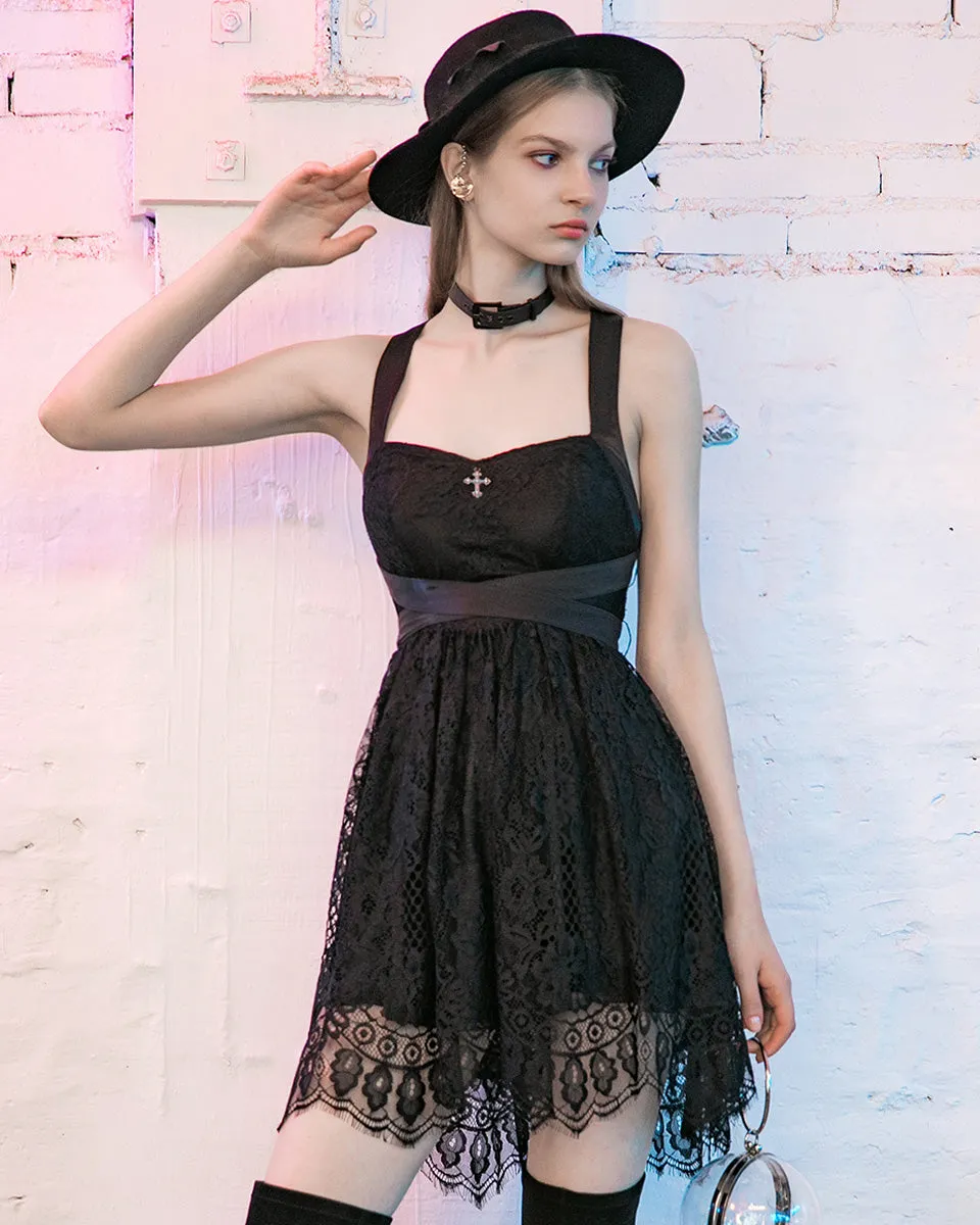 Punk Rave Daily Life Gothic Crucifix Sash Mini Dress