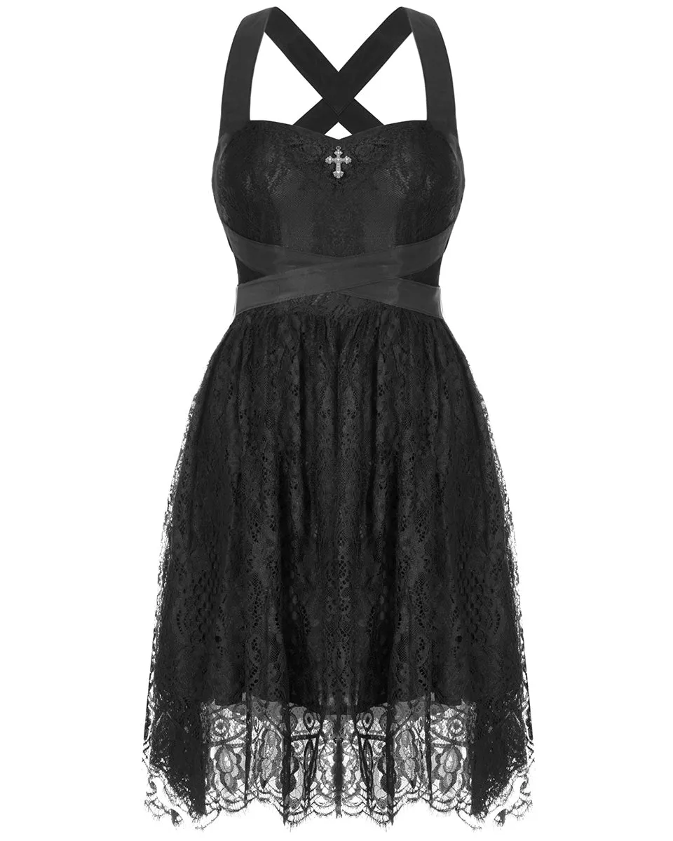 Punk Rave Daily Life Gothic Crucifix Sash Mini Dress