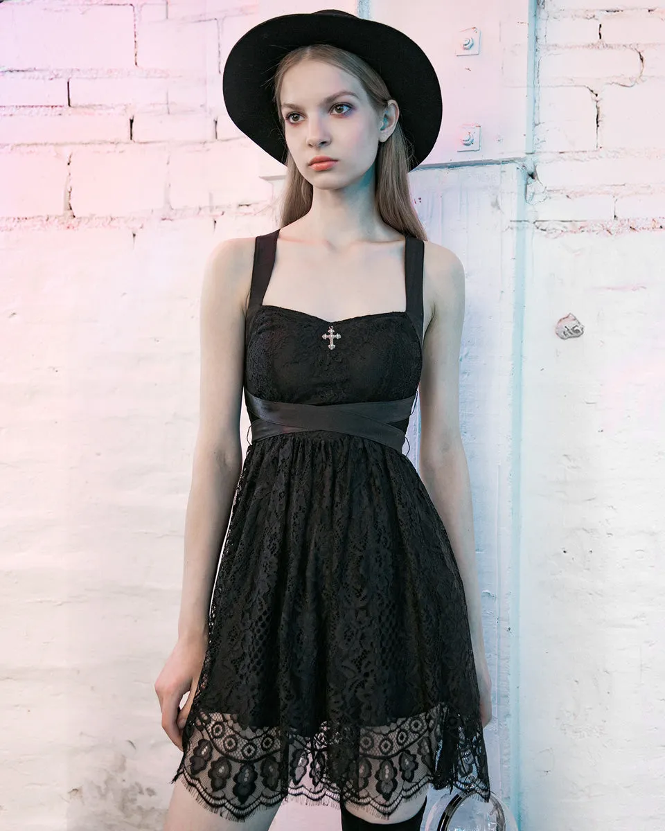 Punk Rave Daily Life Gothic Crucifix Sash Mini Dress