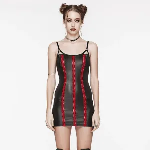 Punk Rivet Webbing Slim Fit Sexy Mini Dress