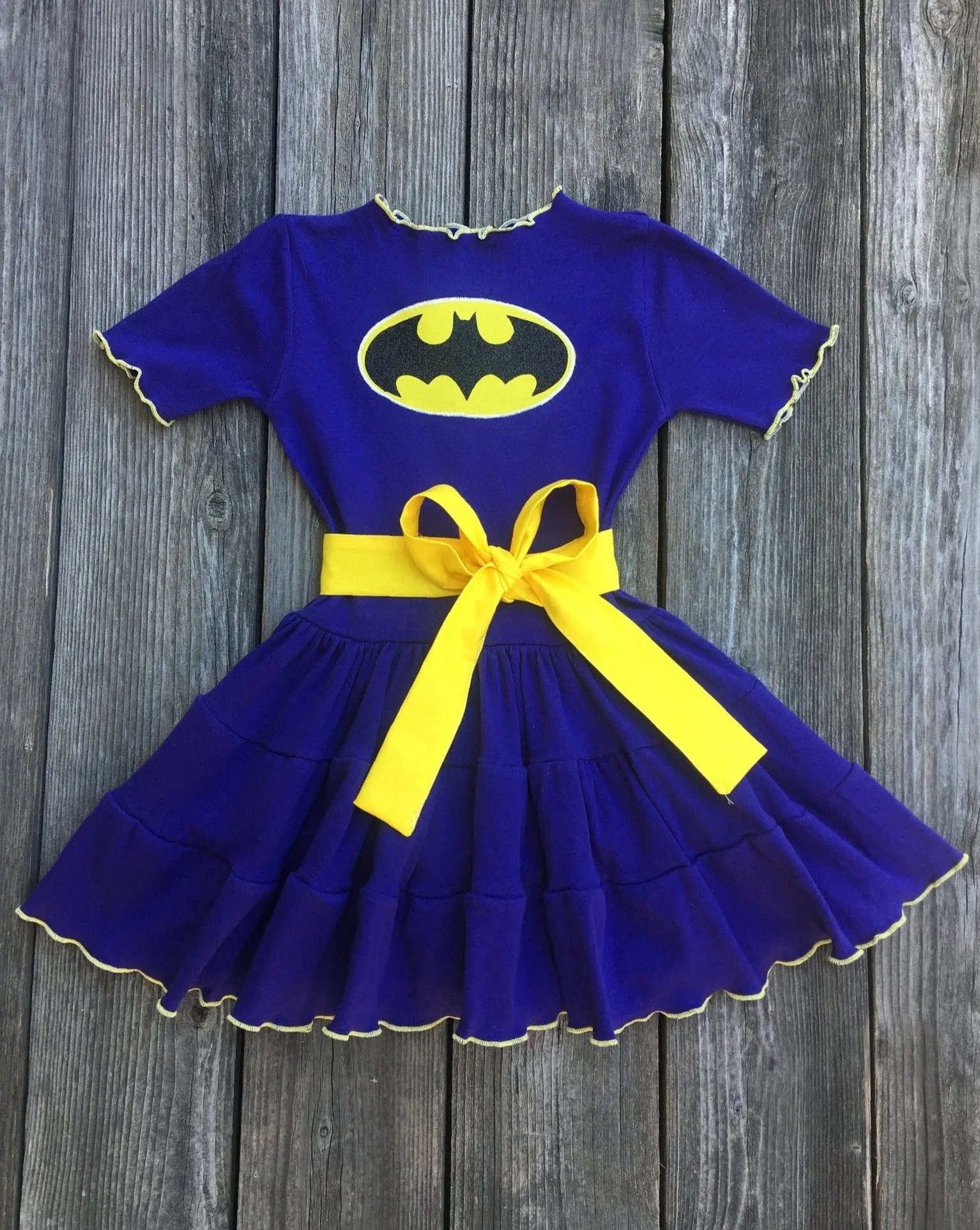 Purple & Yellow Batgirl Costume Twirl Dress