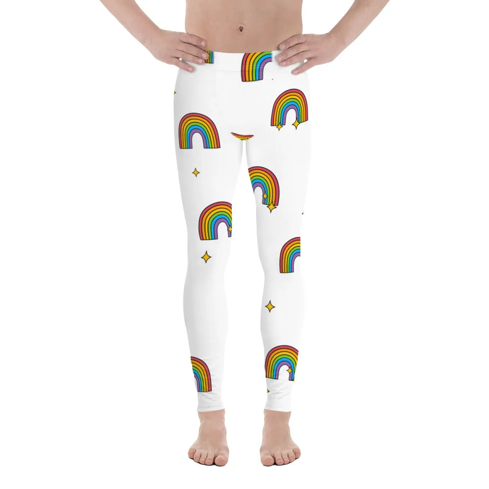 Rainbow Gay Pride Meggings, Best Gay Pride Best Men's Leggings Pride Outfits-Made in USA/EU/MX