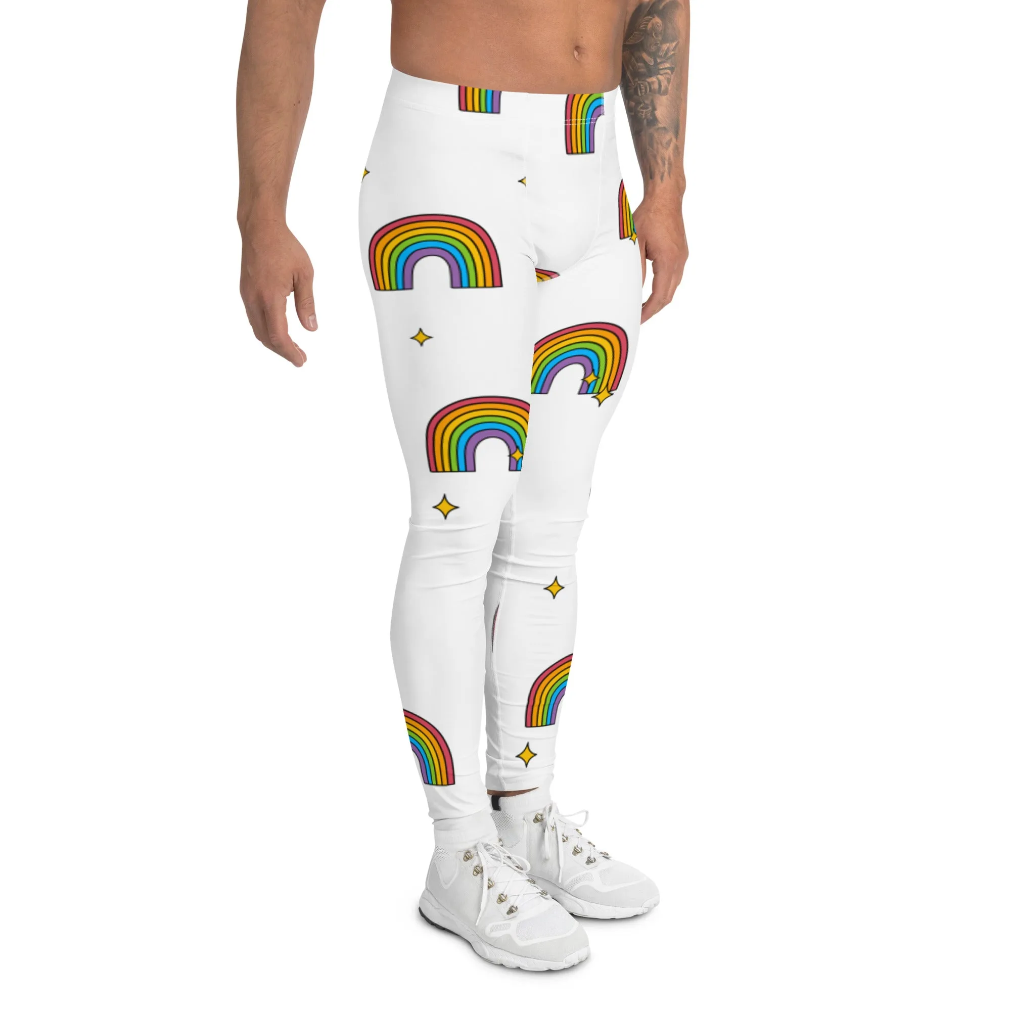 Rainbow Gay Pride Meggings, Best Gay Pride Best Men's Leggings Pride Outfits-Made in USA/EU/MX