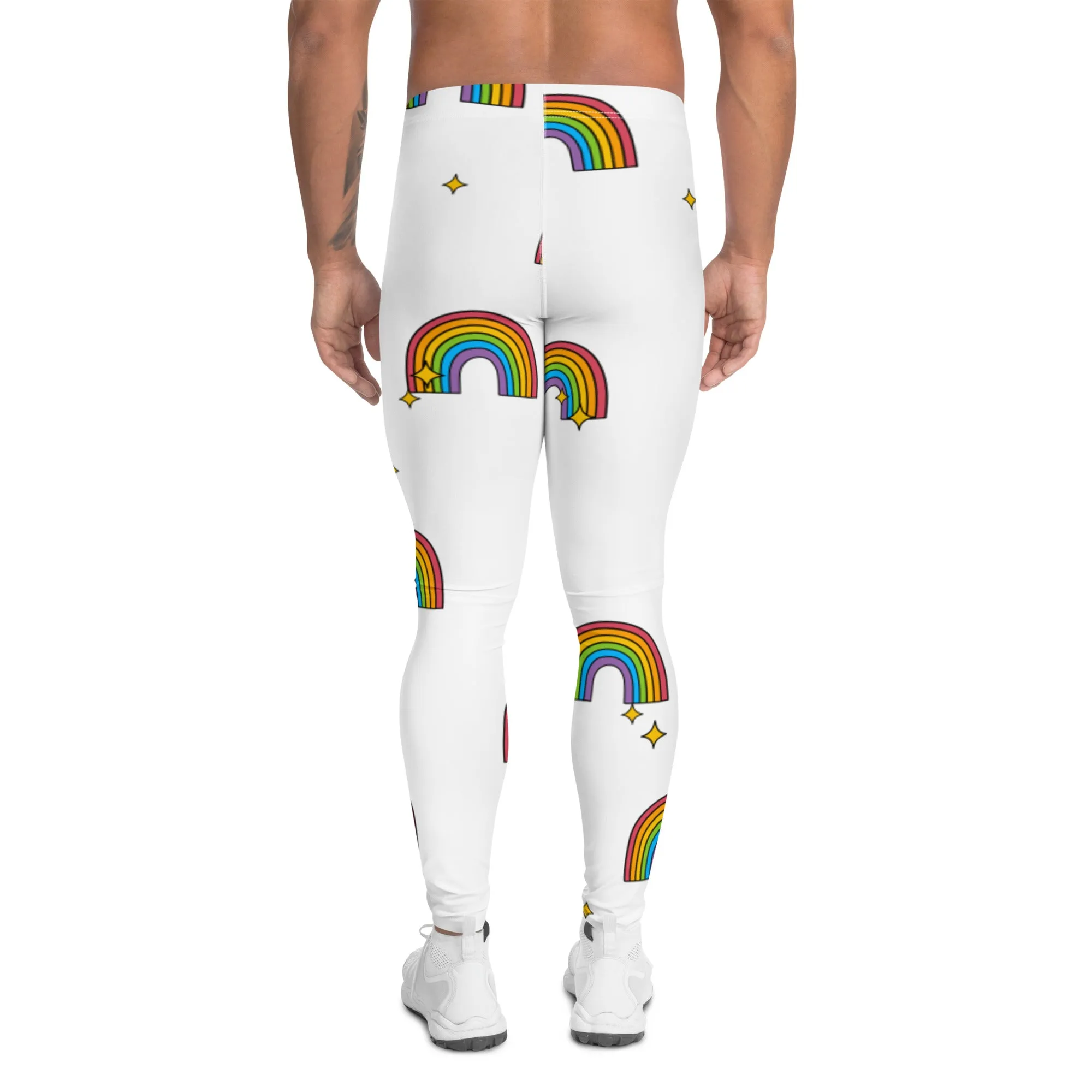 Rainbow Gay Pride Meggings, Best Gay Pride Best Men's Leggings Pride Outfits-Made in USA/EU/MX