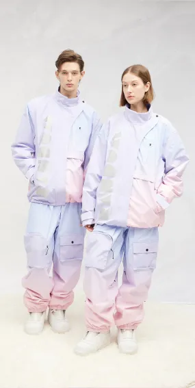 RandomPow Unisex Ombré Snow Jacket & Pants PurplePink Set