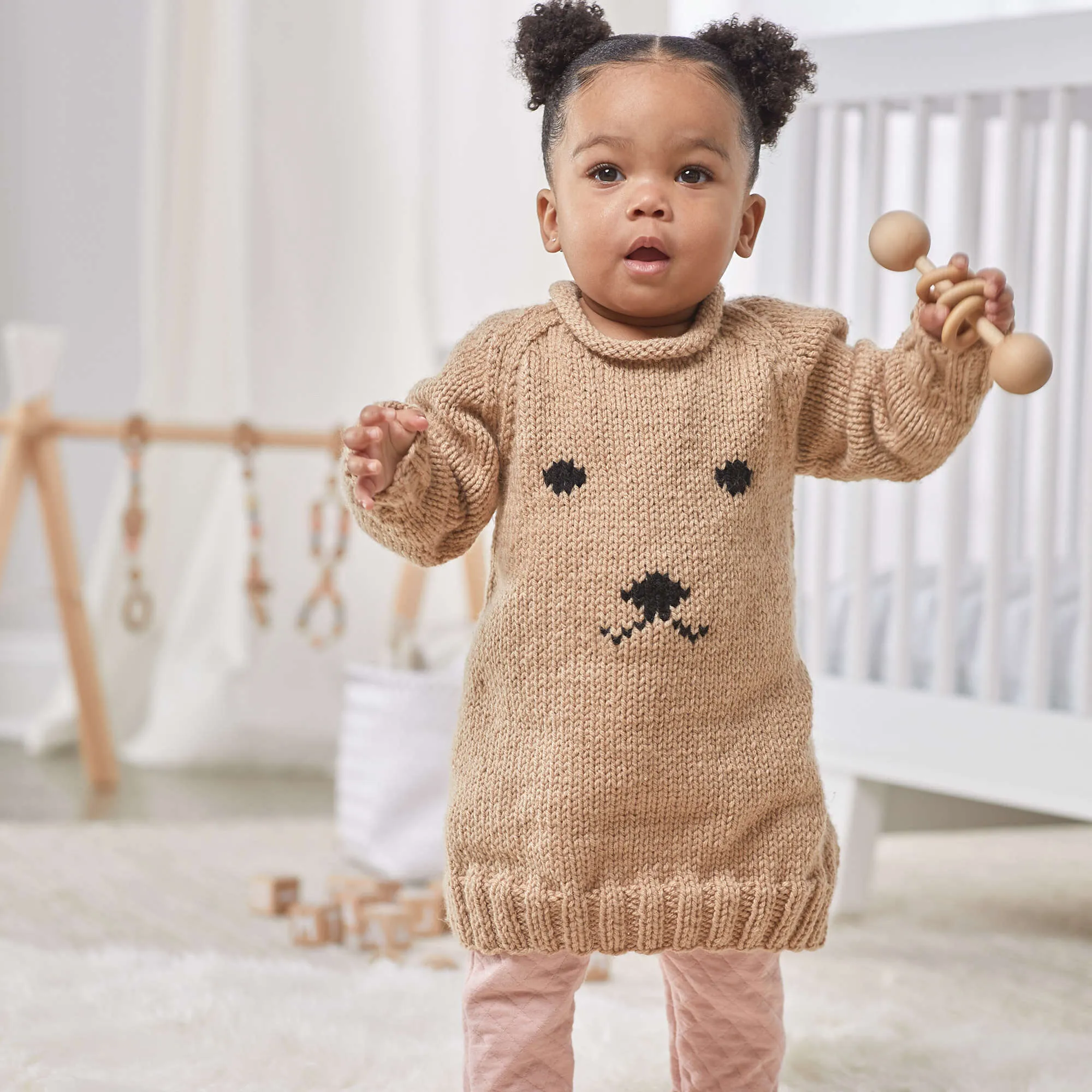 Red Heart Knit Huggable Puppy Baby Dress