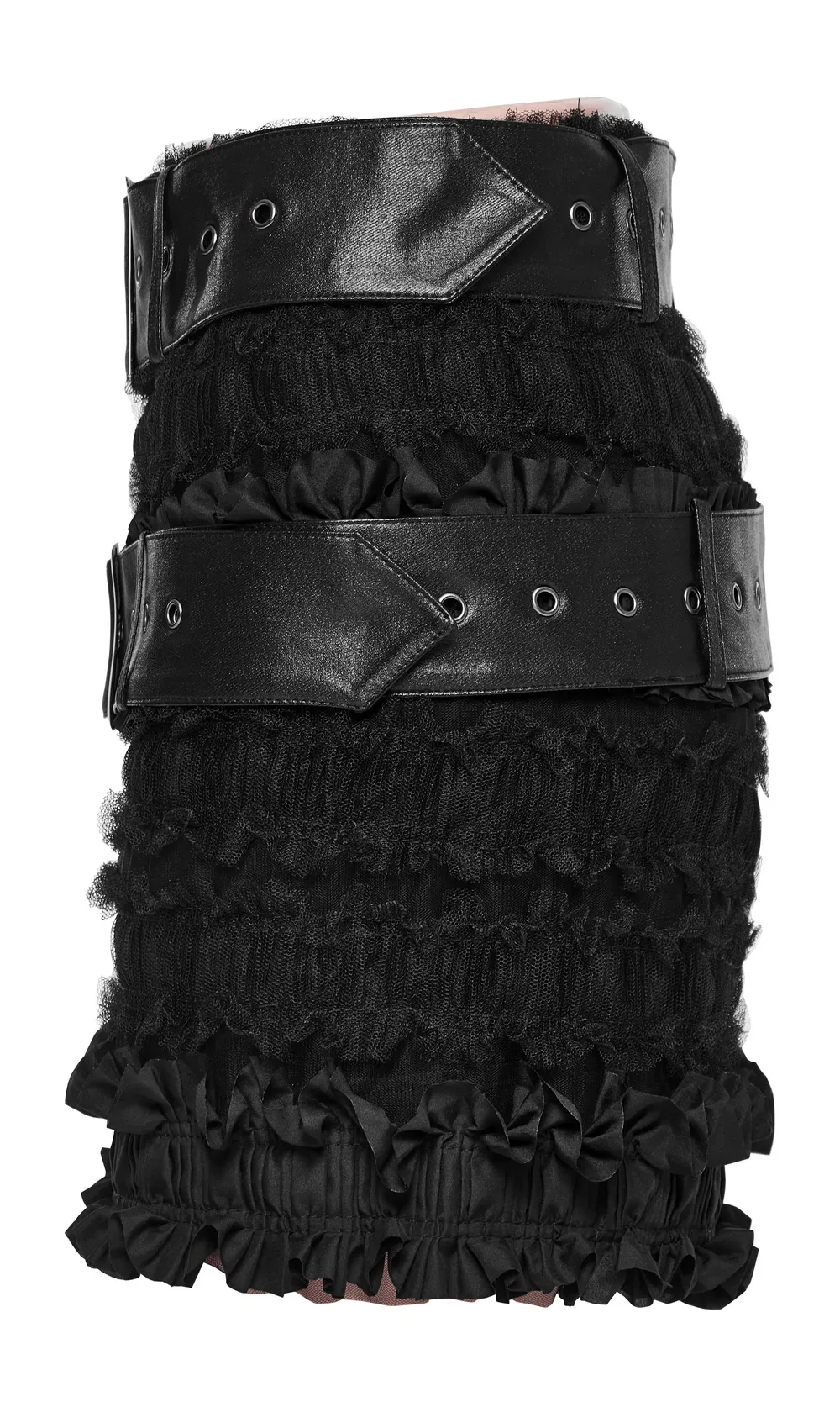 Ruffled Gothic Skirt with Detachable Leather Belts