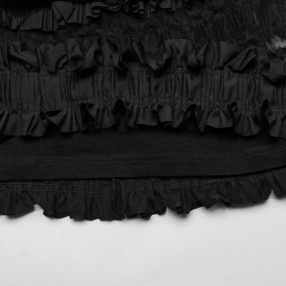 Ruffled Gothic Skirt with Detachable Leather Belts