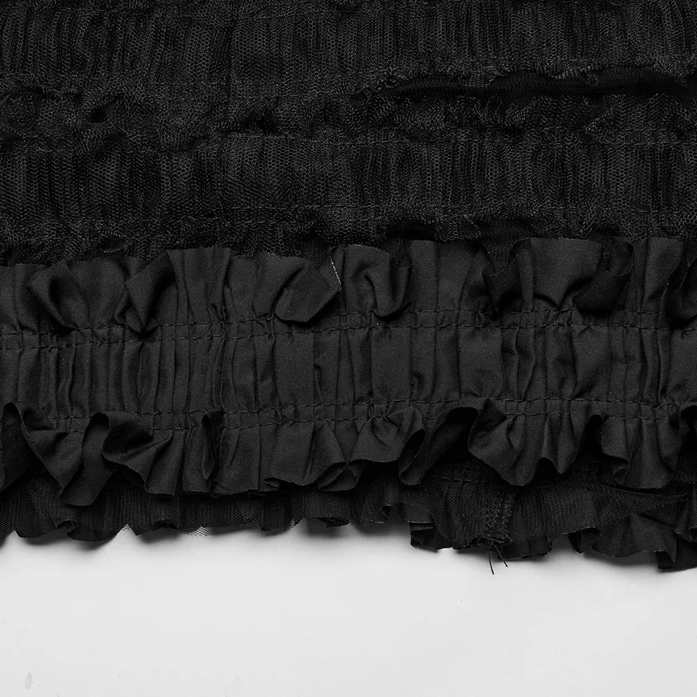 Ruffled Gothic Skirt with Detachable Leather Belts