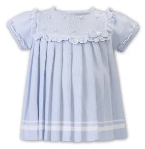 SARAH LOUISE - Cotton Pleated Dress - Blue