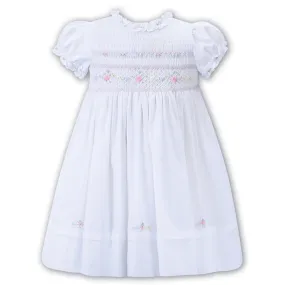 SARAH LOUISE - Flower Frilly Collared  Embroidered Smock Dress