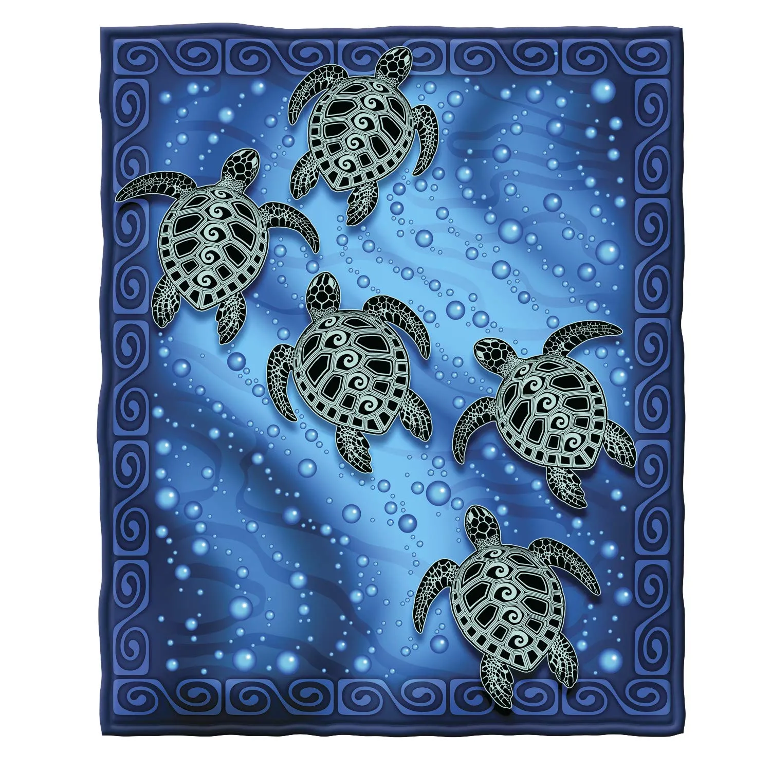 Sea Turtle Fleece Blanket For Bed, 75" X 90" Sea Turtle Fleece Throw Blanket