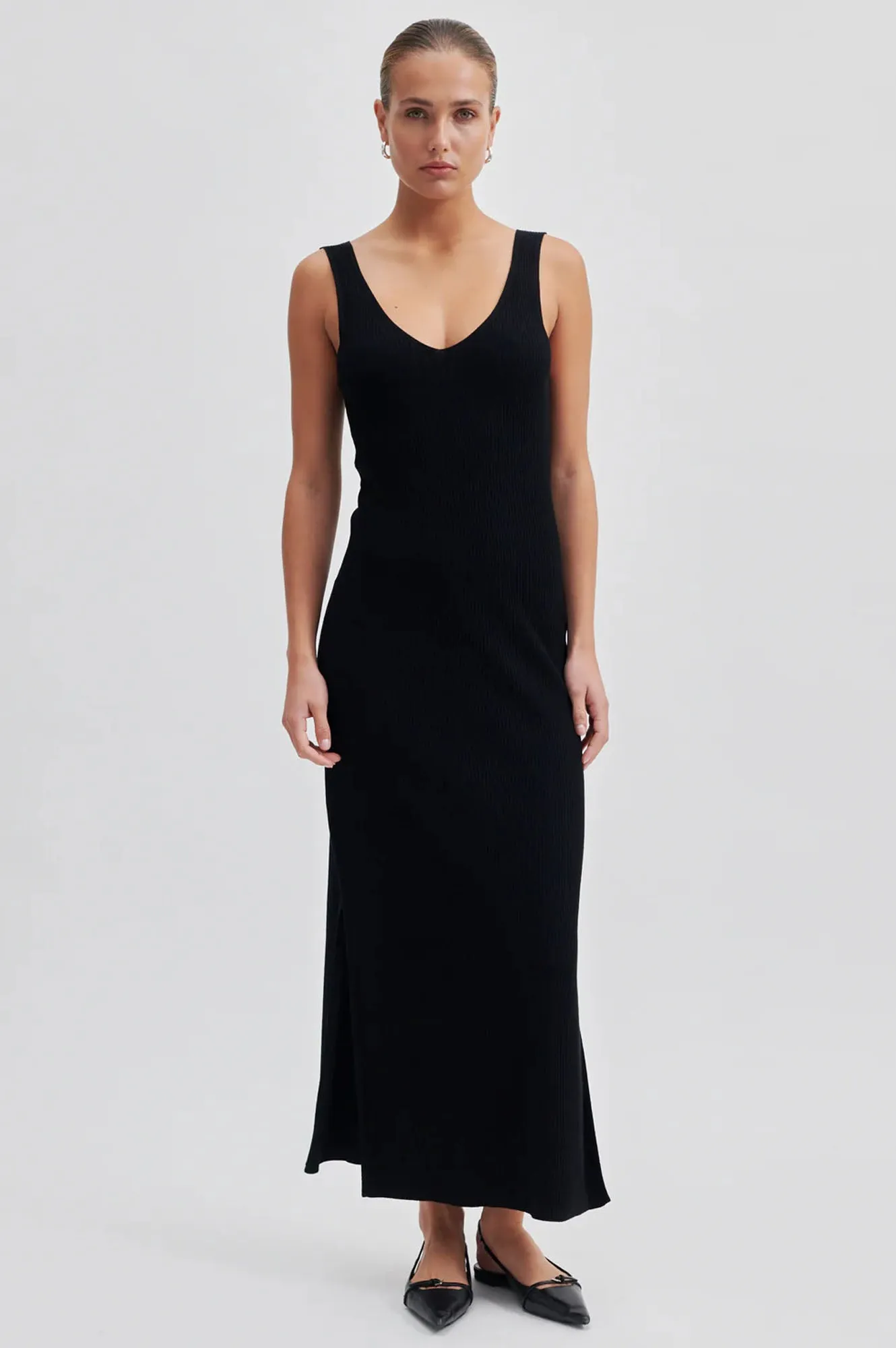 Second Female Como Black Long knit Dress