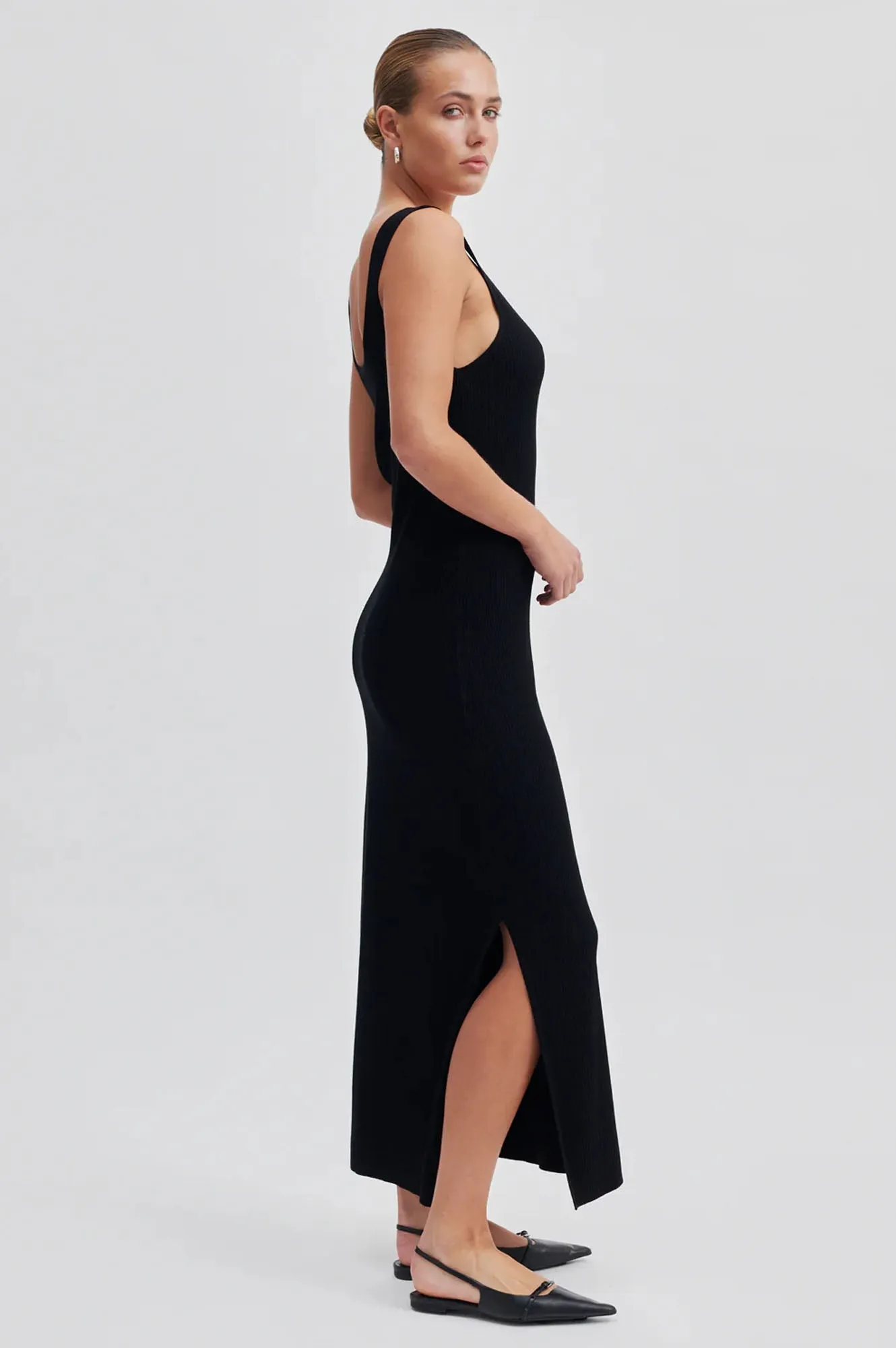 Second Female Como Black Long knit Dress