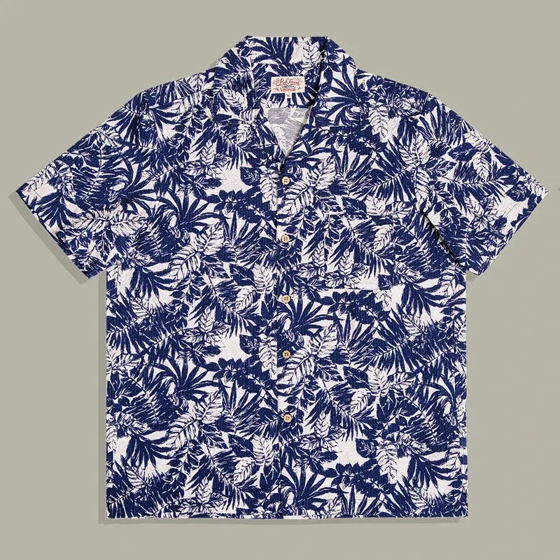 Seersucker Hawaiian Shirt with Tropical Designs - Vintage Style