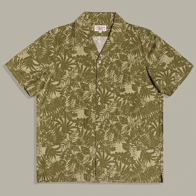 Seersucker Hawaiian Shirt with Tropical Designs - Vintage Style