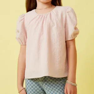 Seersucker Puff Sleeve Top