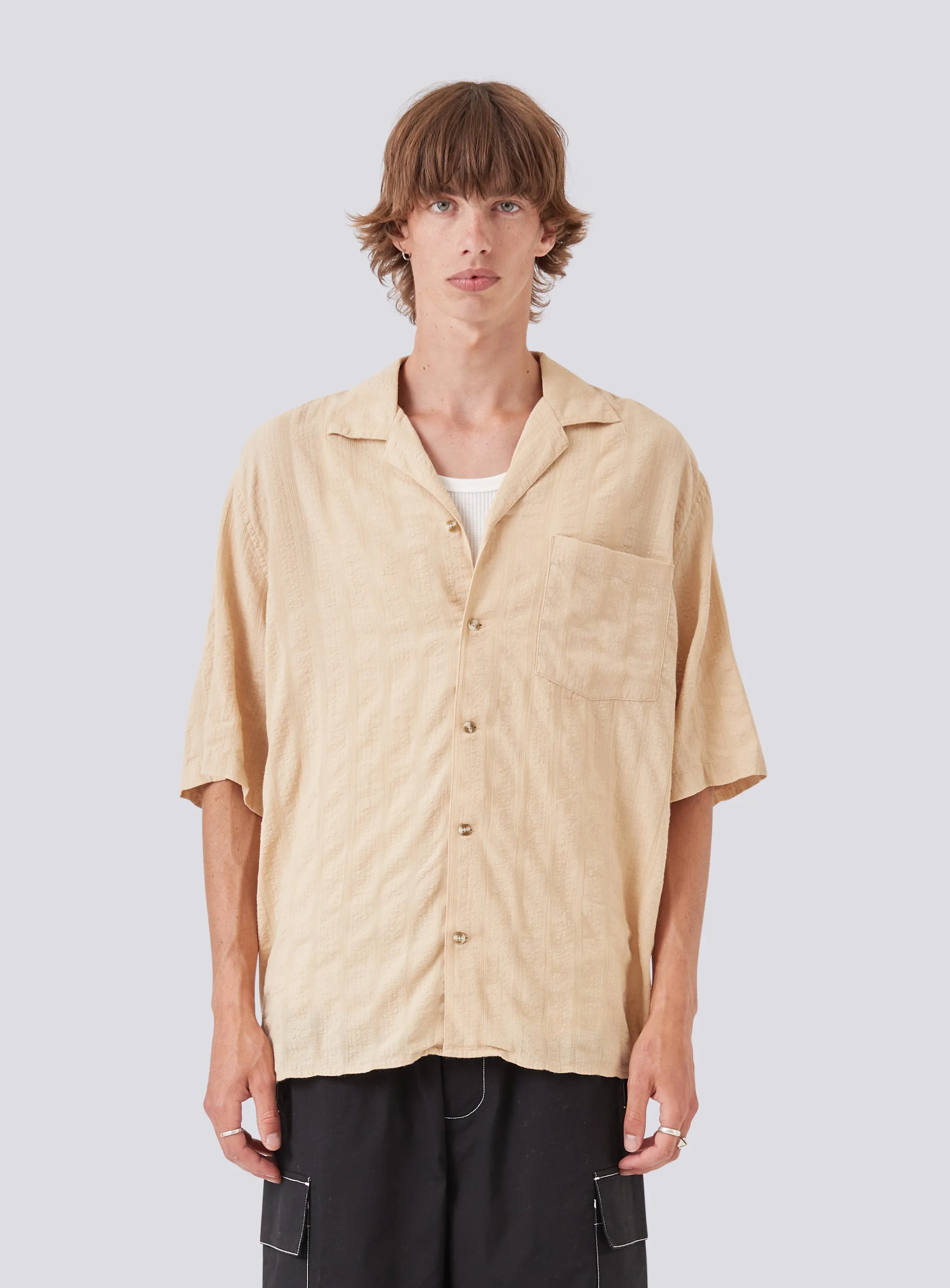 Seersucker Shirt Beige