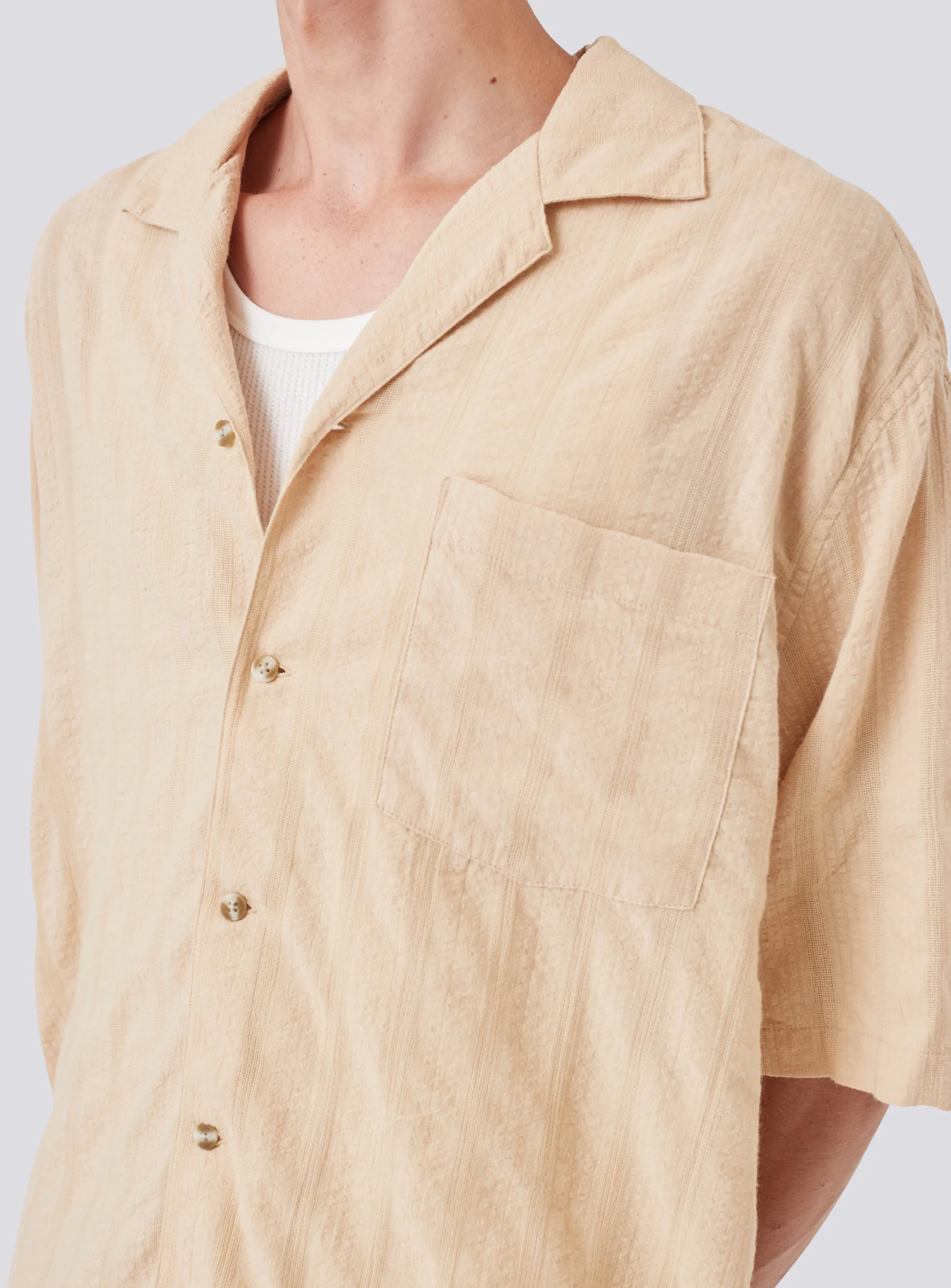 Seersucker Shirt Beige