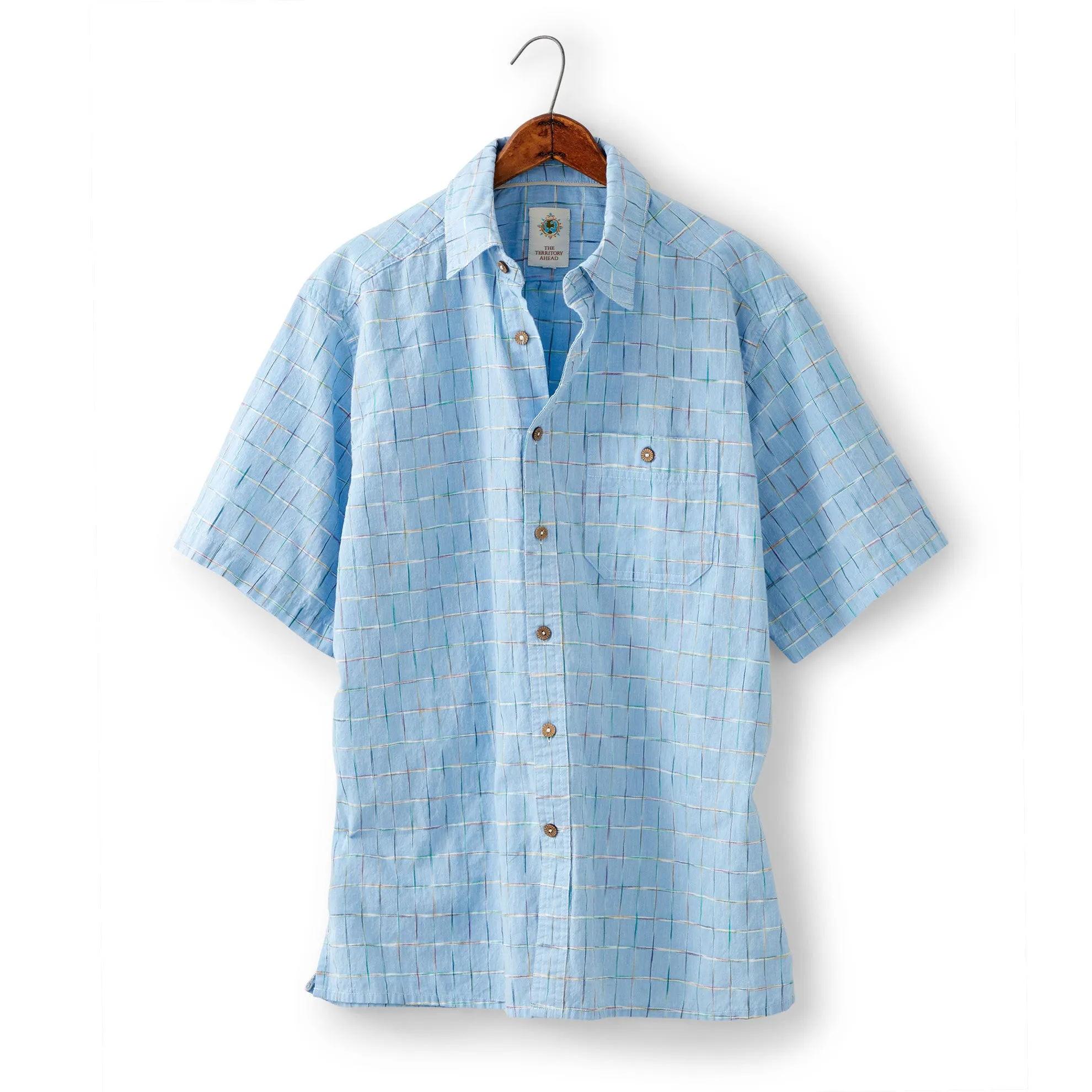 Short Sleeve Sayulita Space-Dyed Check Shirt - Tall