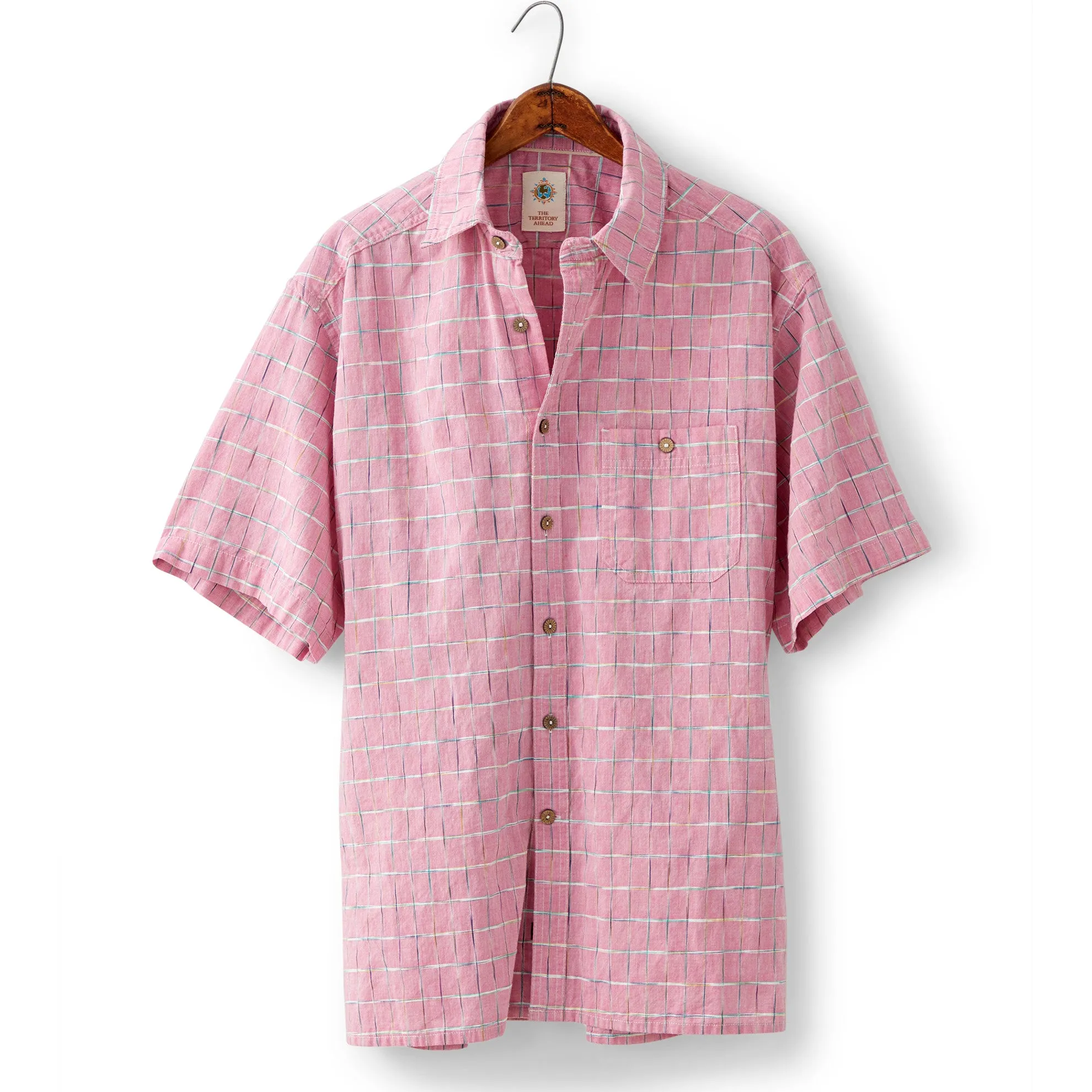 Short Sleeve Sayulita Space-Dyed Check Shirt - Tall