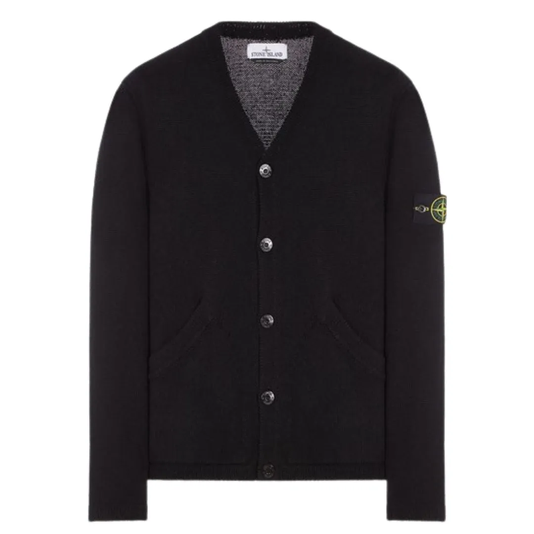 STONE ISLAND KNIT CARDIGAN BLACK