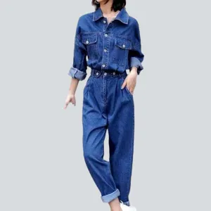 Stretchable women's denim jumpsuit