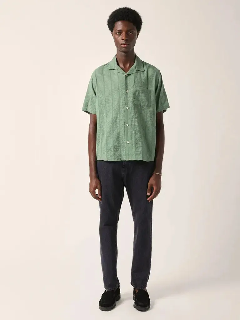 Striped Seersucker Shirt- Green