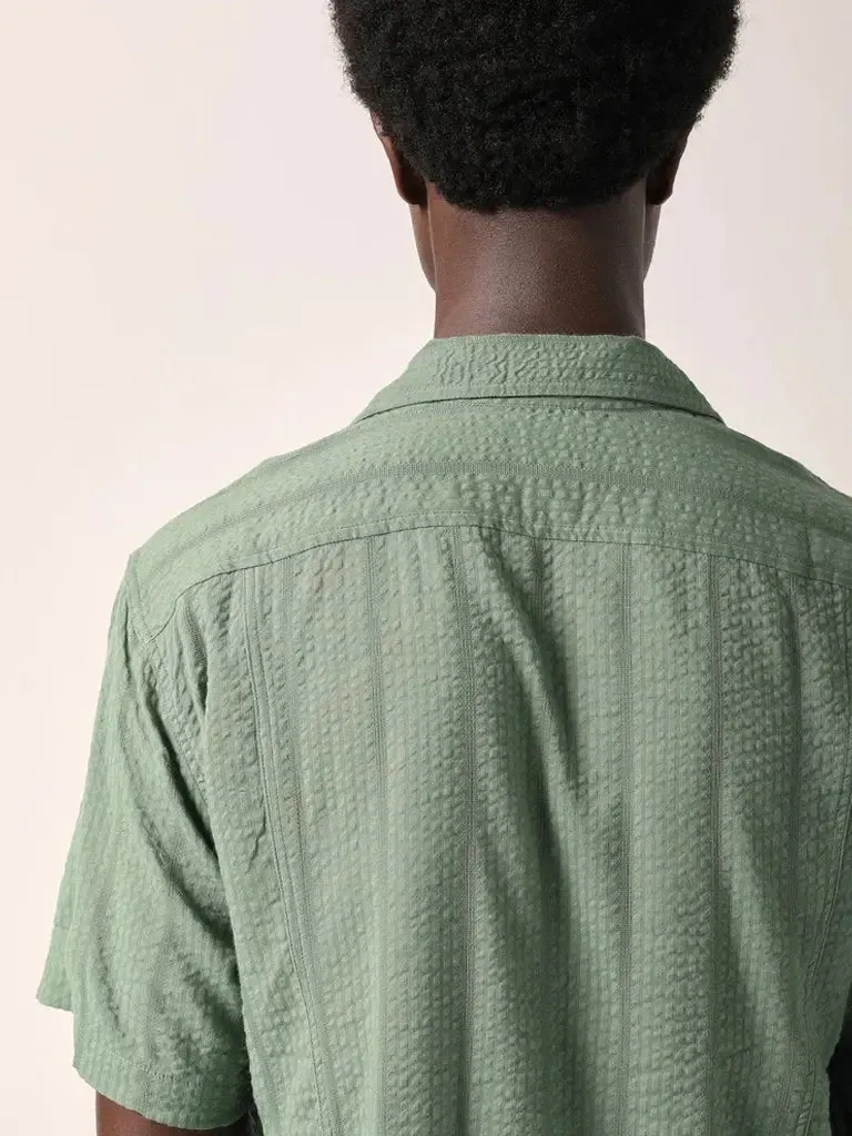 Striped Seersucker Shirt- Green