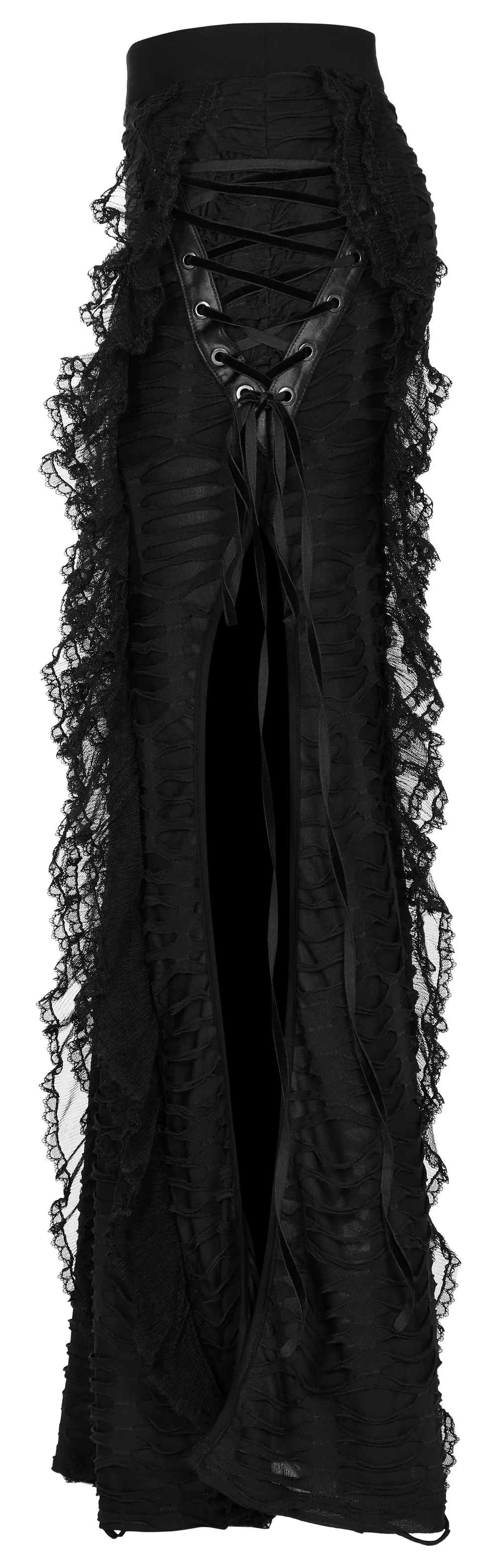 Stylish Layered Gothic Ruffle Skirt with High Slit