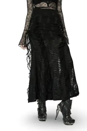 Stylish Layered Gothic Ruffle Skirt with High Slit