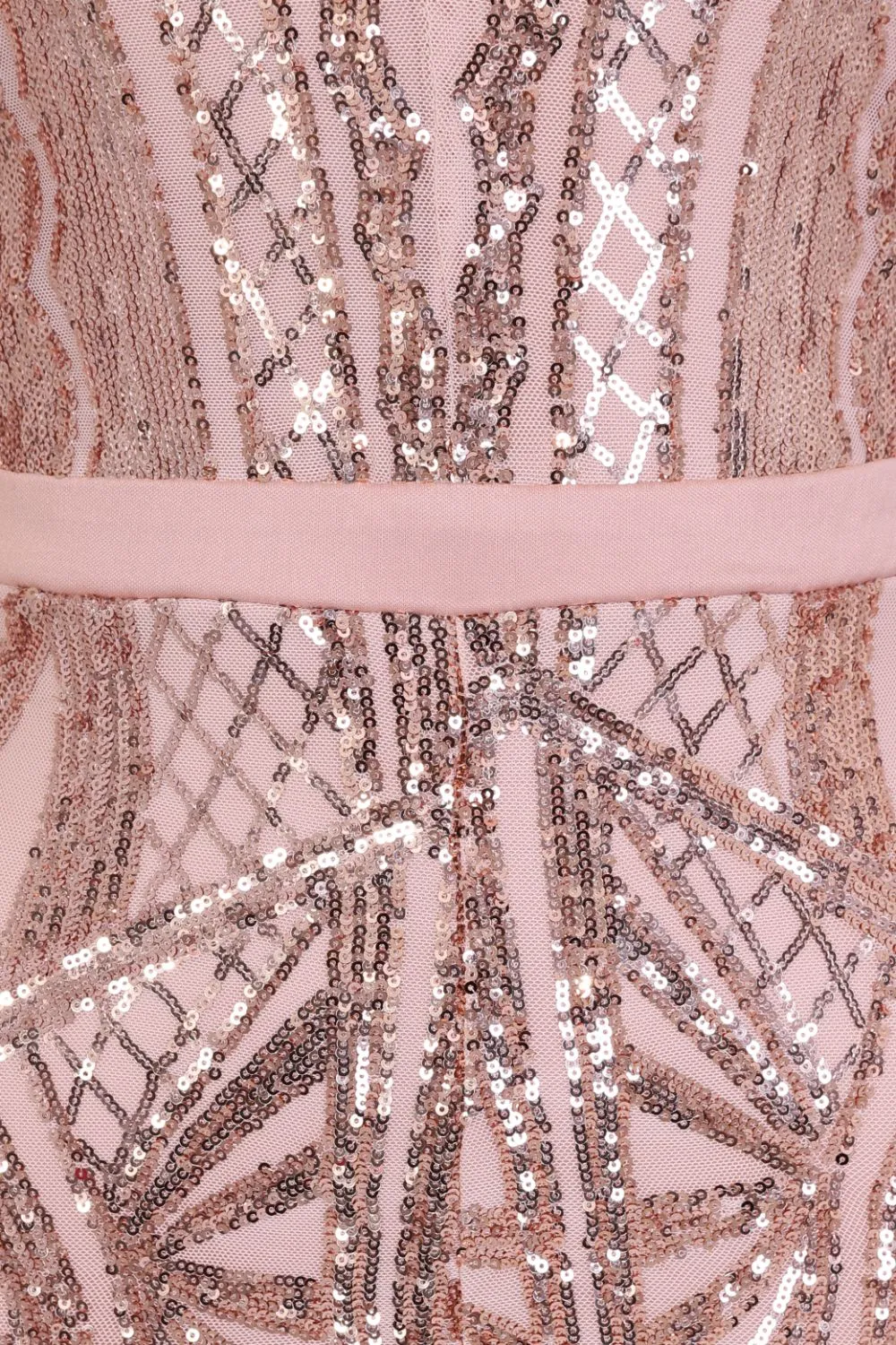 Tease Me Vip Rose Gold Nude Plunge Illusion Sequin Embellished Jumpsuit