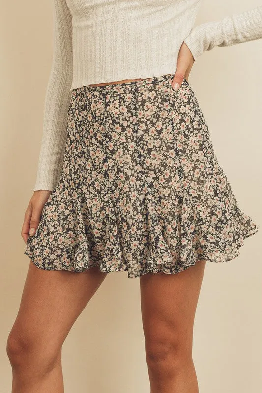 Time To Bloom Mini Skirt - Navy