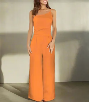 Tokyo Collection: One Shoulder Jumpsuit In Orange