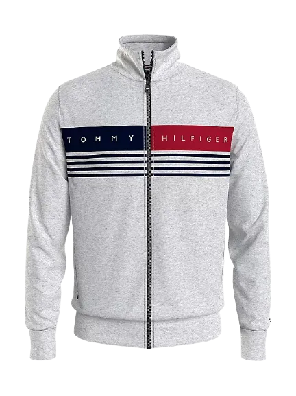 Tommy Hilfiger - Logo Zip-Through Sweatshirt Jacket - Light Grey Heather