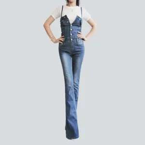 Trendy women's denim jumpsuit