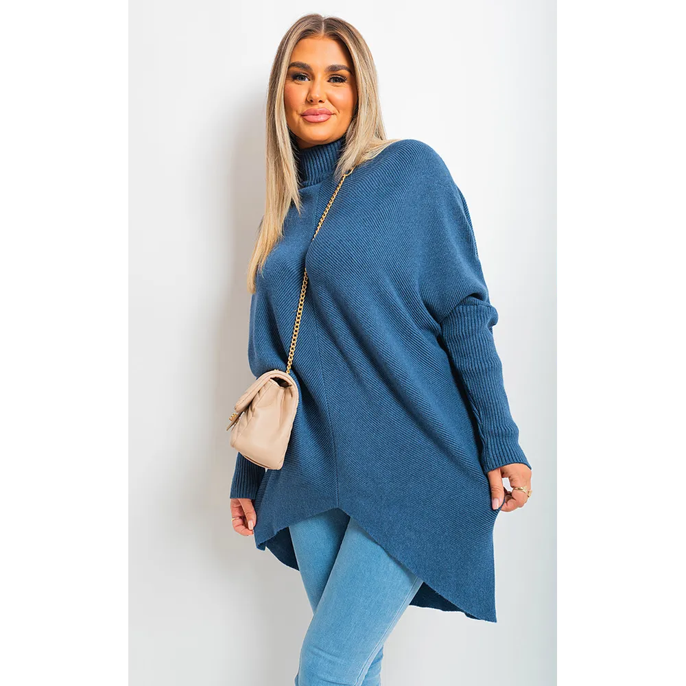 Turtle Neck Longline Knitted Jumper