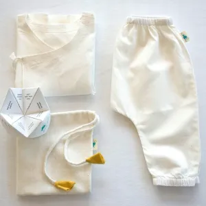 UNISEX ORGANIC ESSENTIAL WHITE ANGRAKHA TOP   PANTS